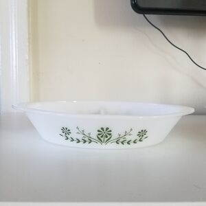 Glasbake | Vintage Green Daisy Dish